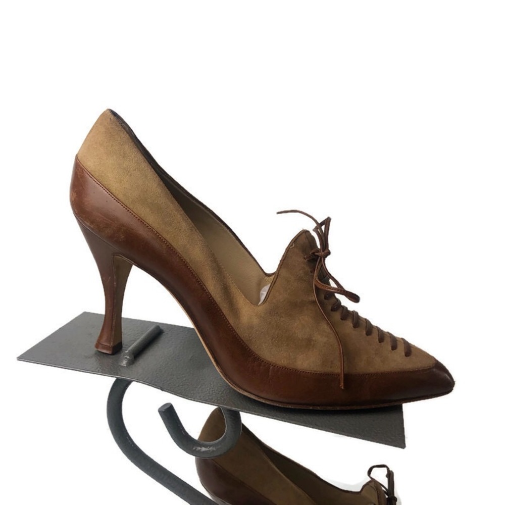 Manolo Blahnik vintage brown suede & leather heels